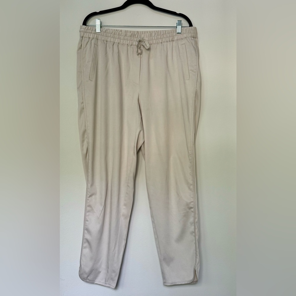 J Jill Pull On Pants Tapered Drawstring Pockets Lyocell Green Size Large Lounge